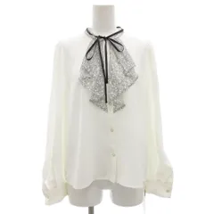 プロポーション ボディドレッシング PROPORTION BODY DRESSING タグ付き 24SS レースディテールブラウス 長袖 ボウタイリボン M 白 ホワイト 黒 ブラック 121-4110201 /GV