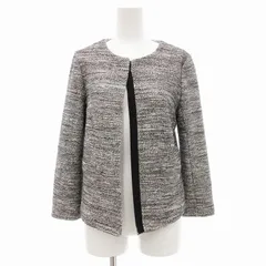 ユナイテッドアローズ UNITED ARROWS ラメニットツイードジャケット ノーカラー 38 グレー 3522-262-0769 /JS ■GY