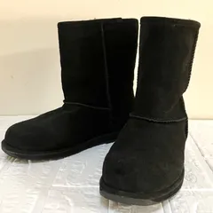 EMU   【美品】WATERPROOFムートンブーツ ブラック 23cm 本革 シープスキン 防寒 撥水 ウォータープルーフ ショートブーツ レディース 冬靴 黒 エミュ
