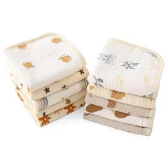 ガーゼ ハンカチ 10枚 ベビー フェイスタオル 6層ガーゼ おしぼり 綿100% 紐付き 柔らかい 子供 保育園 新生児 赤ちゃん 男の子 女の子 25×25 1