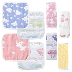 【8枚入り】抱っこひも よだれカバー よだれパッド 綿100％ 8重 ガーゼふわふわエルゴよだれカバー スナップボタン エルゴベビー ベコ ビョルン ベビーキャリア ベビーカー チャイルドシート おんぶ紐 対応 ベビー/出産祝い/ギフト (8重 -8枚) 1