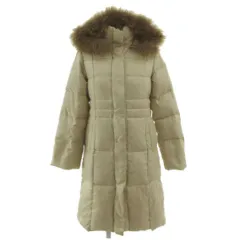 クイーンズコート QUEENS COURT ラクーンファー ダウンコート 2204-68013-2 スタンドカラー フード ジップアップ ダウン70％ ベージュ 1