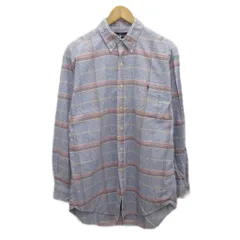 ラルフローレン RALPH LAUREN ボタンダウンシャツ BD 長袖 チェック柄 オーバーサイズ M 青 ブルー 紫 パープル HP4350-71 ■MET2