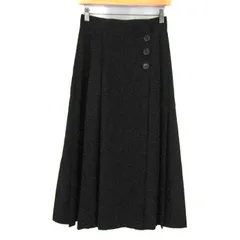 クリスチャンディオール ロングスカート ボトムス プリーツ ウール レディース Mサイズ ブラック Christian Dior 【中古】