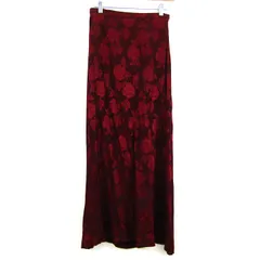 ローラアシュレイ ロングスカート ボトムス マキシスカート 花柄 レディース 11サイズ レッド Laura Ashley 【中古】