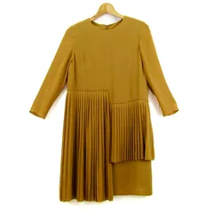 ダイアグラム ワンピース トップス 長袖 プリーツ 日本製 グレースコンチネンタル レディース 36サイズ 黄土 Diagram 【中古】
