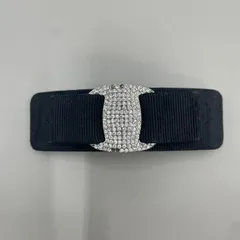 美品　Salvatore Ferragamo サルヴァトーレフェラガモ　バレッタ　ヘアクリップ　ラインストーン　ダイヤ　ヴァラ　リボン　黒　ブラック