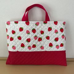 ハンドメイド レッスンバッグ トートバッグ いちご 入園入学 ハンドメイド レッスンバッグ いちご - メルカリ