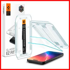 16 Pro Pro 対応 iPhone 9H+硬度強化ガラス iPhone 米軍規格落試験済み アルミナコア iPhone 貼り付けトレイ付き ガラスフィルム ナノコーティング ガラスフィルム 飛散防止 ２枚入 17 EZ 17 Fit Spigen AGL