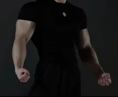 (新品)カミド コンプレッション 機能性 テックフィット 半袖 ブラック