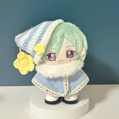10～12cm ぬい服 ニット帽 ポンチョ いつぬい 水色 クリスマス 3点セット MH13-B