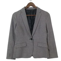 ANCHOR WOMAN アンカーウーマン 秋冬 ストレッチ★ 千鳥格子 テーラード ジャケット Sz.S レディース