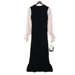 【新品 未使用】 GRL グレイル 秋冬 ニット★ ワンピース 異素材 Sz.M レディース