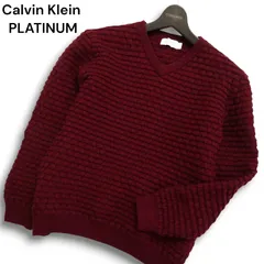Calvin Klein PLATINUM カルバンクライン プラチナム 秋冬 ウール混★ Vネック セーター ニット Sz.M メンズ