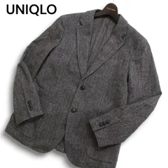 UNIQLO ユニクロ 秋冬 ウール ツイード★ ヘリンボーン テーラード ジャケット ブレザー Sz.M メンズ 灰 グレー