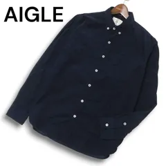 AIGLE エーグル 秋冬 コーデュロイ★ 長袖 ボタンダウン シャツ Sz.L メンズ 紺 ネイビー アウトドア