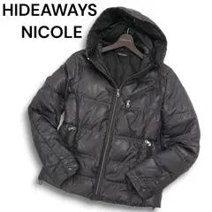 HIDEAWAYS NICOLE ハイダウェイ ニコル 秋冬★ 光沢 ドット 総柄 フーディー ダウン ジャケット Sz.50 メンズ