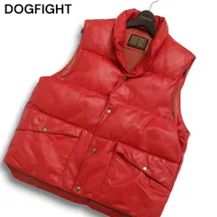 80～90’s★ DOG FIGHT ドッグファイト 上野商会 牛革★ リアル カウ レザー ダウン ベスト Sz.L～XL位 メンズ 大きいサイズ