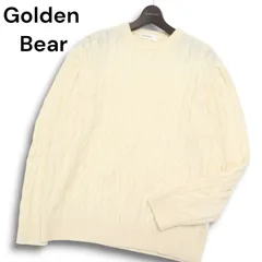 Golden Bear ゴールデンベア 秋冬 ウール混★ ケーブル編み クルーネック ニット セーター Sz.LL メンズ 白 大きいサイズ
