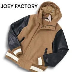 JOEY FACTORY ジョーイファクトリー 袖革 フェイク レザー★ ウール 中綿 フーデッド ジャケット スタジャン Sz.M メンズ