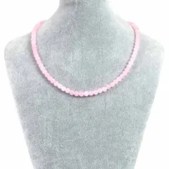 シンプルストーンネックレスカラージェード(ピンク・染め)【丸玉】6mm【天然石ビーズパワーストーン】