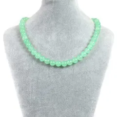 シンプルストーンネックレスカラージェード(ペパーミント・染め)【丸玉】10mm【天然石ビーズパワーストーン】