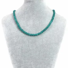 シンプルストーンネックレスカラージェード(アクアブルー・染め)【丸玉】6mm【天然石ビーズパワーストーン】