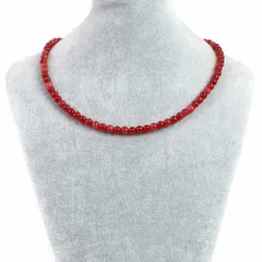 シンプルストーンネックレスカラージェード(チェリーレッド・染め)【丸玉】6mm【天然石ビーズパワーストーン】