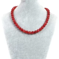 シンプルストーンネックレスカラージェード(チェリーレッド・染め)【丸玉】10mm【天然石ビーズパワーストーン】