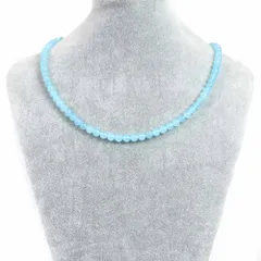 シンプルストーンネックレスカラージェード(ブルー・染め)【丸玉】6mm【天然石ビーズパワーストーン】