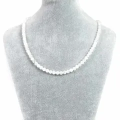 シンプルストーンネックレスカラージェード(ホワイト・染め)【丸玉】6mm【天然石ビーズパワーストーン】