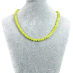 シンプルストーンネックレスカラージェード(ライム・染め)【丸玉】6mm【天然石ビーズパワーストーン】
