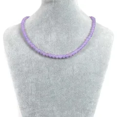 シンプルストーンネックレスカラージェード(ラベンダー・染め)【丸玉】6mm【天然石ビーズパワーストーン】
