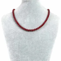 シンプルストーンネックレスカラージェード(レッド・染め)【カット】6mm【天然石ビーズパワーストーン】