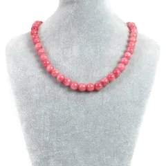 シンプルストーンネックレスカラージェード(ローズピンク・染め)【丸玉】10mm【天然石ビーズパワーストーン】
