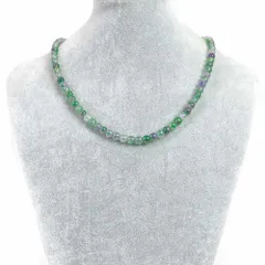 シンプルストーンネックレスカラージェード(グリーン×パープルMIX・染め)【丸玉】6mm【天然石ビーズパワーストーン】