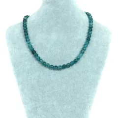 シンプルストーンネックレス カラージェード(オーシャンブルーMIX・染め)【丸玉】8mm【天然石 ビーズ パワーストーン】