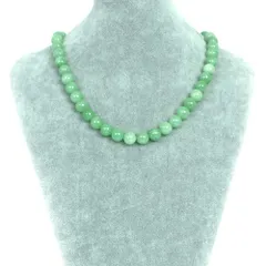 シンプルストーンネックレス カラージェード(ヒスイカラー・染め)【丸玉】10mm【天然石 ビーズ パワーストーン】