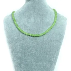 シンプルストーンネックレス カラージェード(マスカット・染め)【丸玉】6ｍｍ【天然石ビーズパワーストーン】