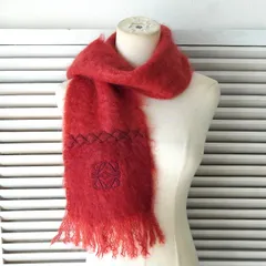 ロエベ アナグラム 刺繍 モヘア マフラー レディッシュブラウン
