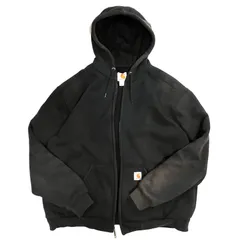 極上フェード Carhartt カーハート L BLK ブラック ジップアップ 裏サーマルライニング アクティブジャケット スウェットパーカー レインディフェンダー ヘビーウェイト フーディー メキシコ製 RAIN DEFENDER F16 p25113393