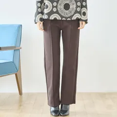 【新入荷】【新品】【送料込】パンツ 裏起毛ストレートセンタープレスパンツ 【M~L】【L~LL】レディース ブラウン