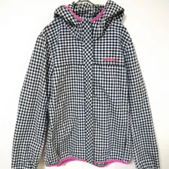 アディダスネオ　ジップアップジャケット　レディースL　美品　黒・白　チェック柄　ピンク刺繍ロゴ　綿100％