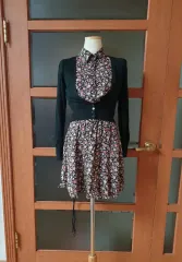 (新品)花タイダイ染めシャツ 밴ディングONE PIECE+ツイスト紐ベルト