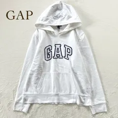 ギャップ GAP 裏起毛パーカー 白 L 刺繍ロゴ フード　ゆったり　カジュアル　無地