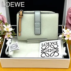 ✨美品✨LOEWE ロエベ　アナグラム　スリム ジップ バイフォールド ウォレット　二つ折り財布　コンパクト財布　MARBLE GREEN ライトグリーン ASH GREY ライトグレー ブラウン　ソフトグレインカーフ　C660P30X01　【中古】