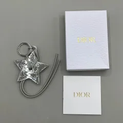 新品未使用　Christian Dior クリスチャンディオール　キーホルダー　キーリング　バッグチャーム　ノベルティ　星型　スター　レザー　シルバーカラー　グレー