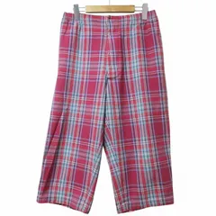 ビームスプラス BEAMS+ 美品 19SS チェック ワイドクロップドパンツ 7分丈 S ピンク X
