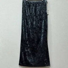 【新品タグ付き】earth music&ecology アースミュージックアンドエコロジー クラッシュベロアＩラインスカート フリーサイズ チャコールグレー ウエストゴム光沢