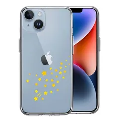 iPhone14 ケース クリア 流れ星 イエロー スマホケース 側面ソフト 背面ハード ハイブリッド 